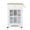 Medway Modern Glass Paneled Kitchen Trolley White