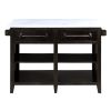 Darwid Kitchen Island in Marble Top Top &amp; Espresso Finish AC00306