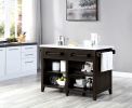 Darwid Kitchen Island in Marble Top Top &amp; Espresso Finish AC00306