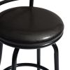 Vintage Industrial Counter Height Bar Stools Set of 2; Swivel Barstools with Metal Back for Kitchen Island; 26 Inch Height Round Seat