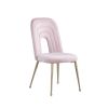 Mid Century Velvet Upholstered Dining Chair with Metal Legs for Kitchen; Dining; Living; Guest; Bed Room Side Chair; Set of 2; Light Pink