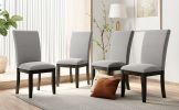 TOPMAX Farmhouse 4-Piece Wood Dining Chair Set for 4; Kitchen Upholstered Dining Chairs for Small Places; Gray