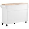 K&K kitchen cart with Rubber wood desktop rolling mobile kitchen island with storage and 5 draws 53 Inch width (White)