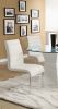 Contemporary White Padded Leatherette 2pc Side Chairs Set of 2 Chairs Kitchen Dining Room Metal Chrome Legs