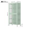 Four Glass Door Storage Cabinet with Adjustable Shelves and Feet Cold-Rolled Steel Sideboard Furniture for Living Room Kitchen Mint green