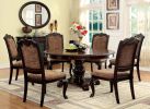 Traditional Formal Set of 2 Side Chairs Brown Cherry Solid wood Chair Padded Fabric Upholstered Seat Kitchen Dining Room Furniture