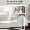 Double Glass Door Storage Cabinet with Adjustable Shelf U-Shaped Leg Cold-Rolled Steel Sideboard Furniture for Living Room Kitchen White