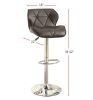 Modern Kitchen Island Stools Brown Faux Leather Stool Counter Height Chairs Set of 2 Adjustable Height Gas Lift Chrome Base.