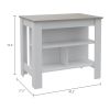 Cala Kitchen Island Antibacterial; Three Shelves; Four Legs -Light Gray / White