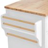 K&K kitchen cart with Rubber wood desktop rolling mobile kitchen island with storage and 5 draws 53 Inch width (White)