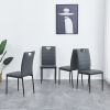 A set of 4 leather dining chairs with cushion and high back; painted metal legs; suitable for dining room; kitchen and living room X4 (LIGHT GREY)