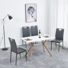 A set of 4 leather dining chairs with cushion and high back; painted metal legs; suitable for dining room; kitchen and living room X4 (LIGHT GREY)