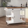 With Adjustable Shelf and Towel Bar; Lockable Wheels Kitchen Island