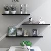 4pcs White Floating Wood Wall Shelves Storage Rack Bookcase for Kitchen Bathroom